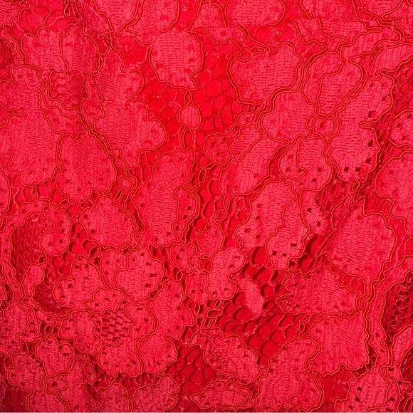 ALEXIS Women's Odette Velvet Necktie Off the Shoulder Lace Dress RED Size Medium - Picture 7 of 9